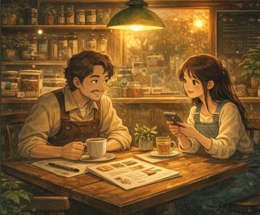 Cozy cafe — real connections between local businesses and creators